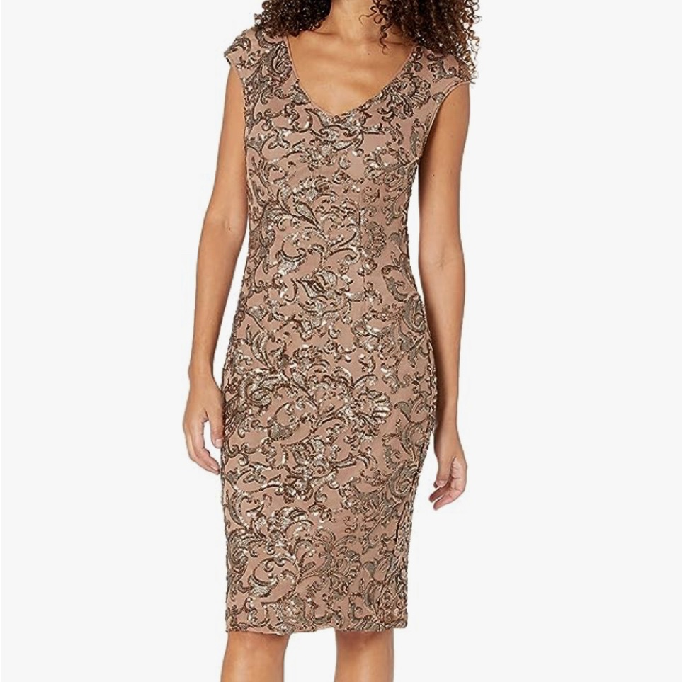 Alex Evenings Womens Short Knee Length Floral Embroidered Cocktail Sheath 10 Nwt